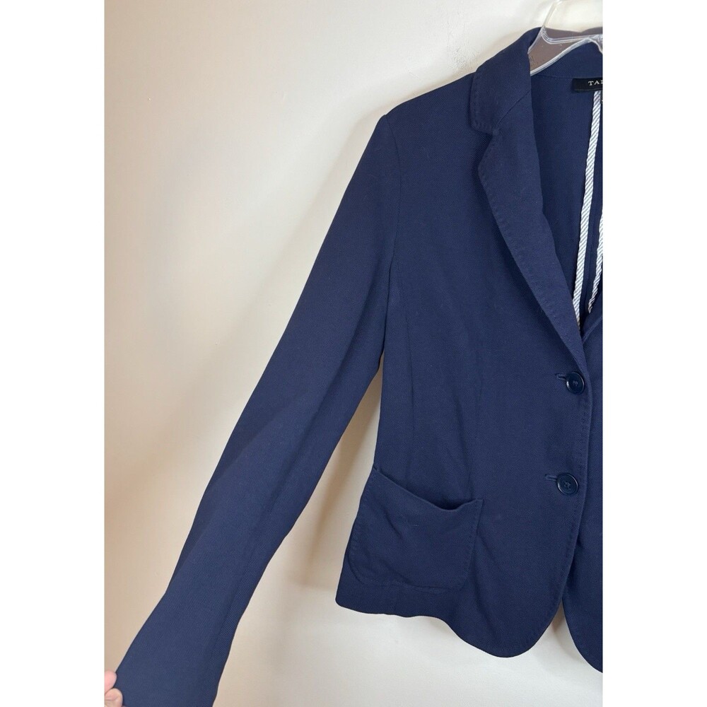 TALBOTS Blazer Navy Blue Women 10 Single Breasted Cotton Jacket Nautical Office - Picture 4 of 14